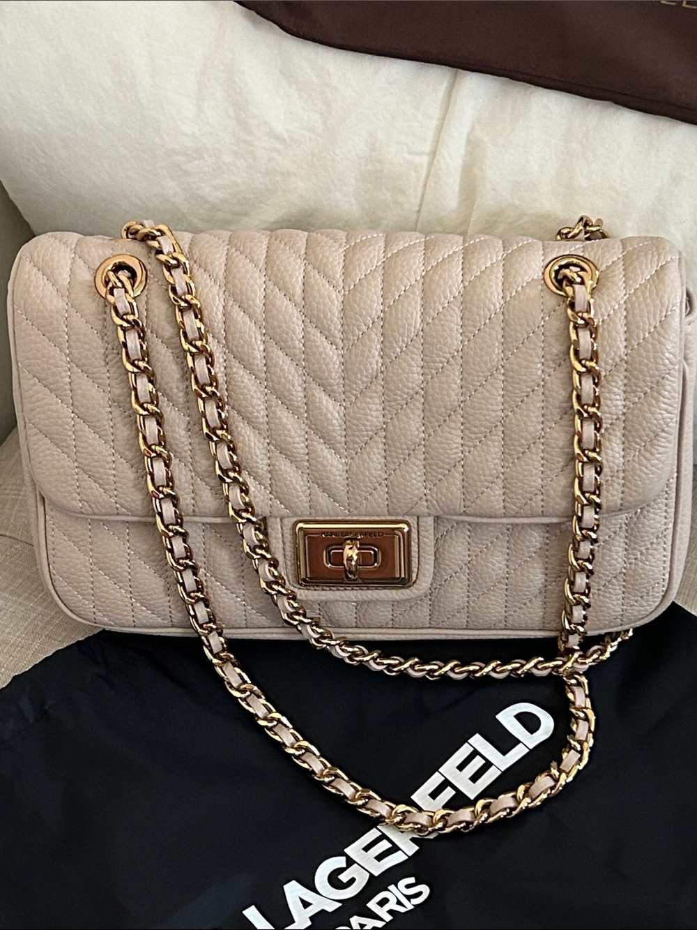 Karl Lagerfeld Quilted Leather Chain Shoulder Bag